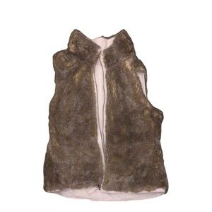 GAP Brown Faux Fur Reversible Zip  Vest size medium 0010